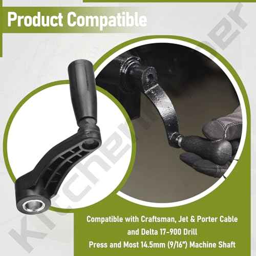 10601009A1 514007742 Drill Press Crank Handle Compatible with Sears Craftsman and Most 9/16" (14mm) Machine Shaft Handle 360¡Æ Free Rotation (6" swing diameter)