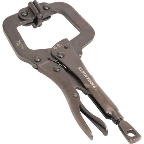 Klein Tools 38662 C-Clamp Locking Pliers Set, 6-Inch and 11-Inch Adjustable Swivel Jaw Pliers, for Home, Shop, Woodworking, 2-Piece