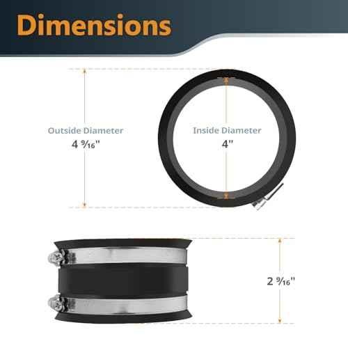 POWERTEC 70149-P9 4 Inch Dust Control Flex Cuff with Steel Hose Clamps, Hose Connector Rubber Cuff Coupler for Woodworking Dust Collection Fittings, Dust Collector Accessories & Machinery, 9 PK