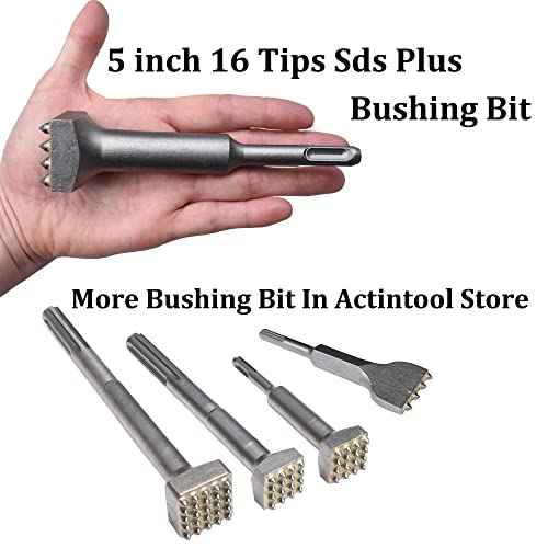 5 5/8 in. x 1 1/4 in. 16 Tips Concrete Repair Patch Prepare SDS Plus Chisel, 1 1/4 Inch Square Head SDS Plus Bush Hammer Drill Bit for Rotary Hammer (Pack of 2)