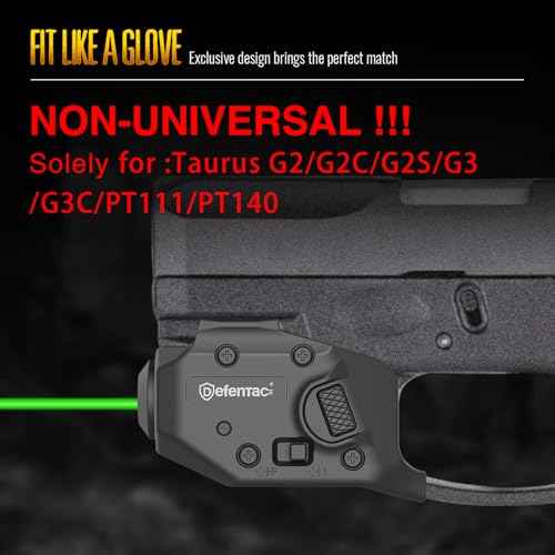 DEFENTAC Green Laser Sight is Exclusive Compatible with Taurus G2/G2C/G2S/G3/G3C/PT111/PT140 Only, Momentary and Strobe