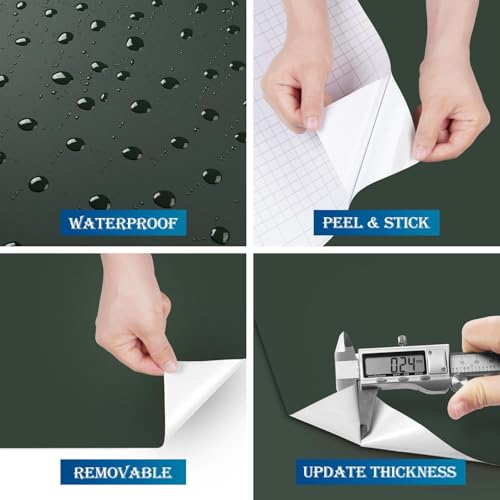 FunStick Dark Green Wallpaper Peel and Stick Green Contact Paper for Cabinets Drawers Countertops Kitchen Cabinet Contact Paper Waterproof Vinyl Wrap Removable Wallpaper for Bedroom Walls 15.8"x78.8"