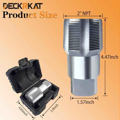 DECKRKAT 2"NPT Pipe Tap, Precision Carbon Steel NPT Tap Set for Clean Accurate Threads, 2"NPT Tap, Perfect for Plumbers Mechanics DIYers, with Durable Plastic Case.