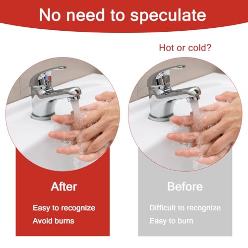 40 Pcs Hot and Cold Stickers, Waterproof Faucet Stickers Hot and Cold Water Indicator, Self-Adhesive Faucet Labels for Kitchen Bathroom Shower Panel Faucets