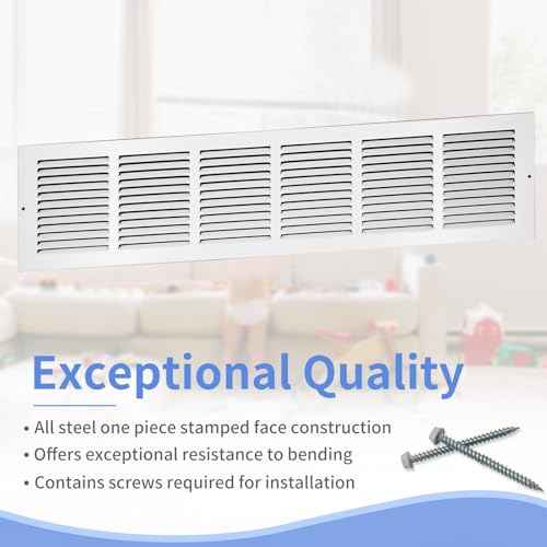 30"W x 6"H [Duct Opening Size] Steel Return Air Grille, Air Return Vent Cover for Ceiling and Sidewall - HVAC Air Vent Covers - [Outer Dimensions: 31.75"W x 7.75"H]