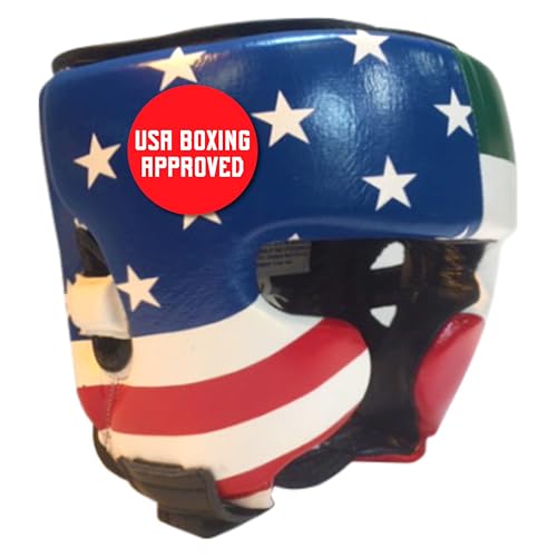 Ringside Competition Boxing Headgear, USA Boxing-Approved Leather Headgear with Cheek Protection, Great for MMA, Muay Thai, Kickboxing, and Training, Ideal for Men and Women, USA/Mexico, Large