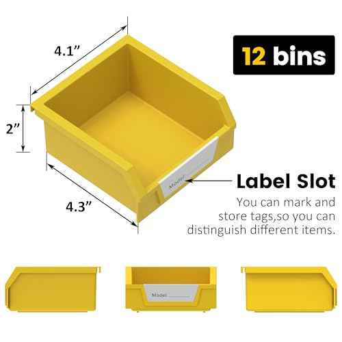 UNITEDPOWER Rotating Storage Bins, Tool Organizer, Hardware Crafts, Small Parts, Nuts and Bolts, Revolving 12 Bins Storage for Workshop, Shed, Garage, Home