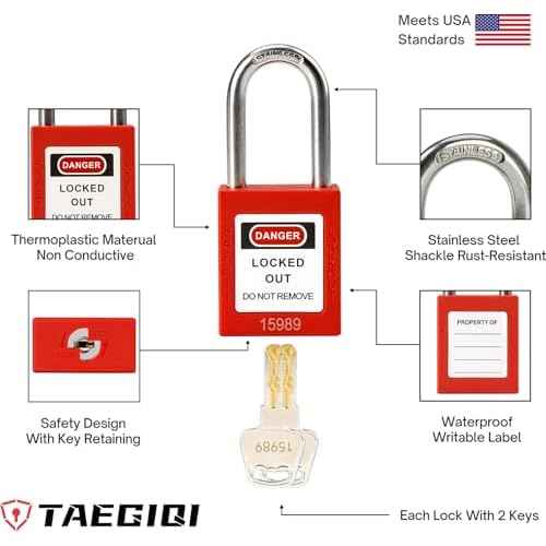 10 Red Lockout Tagout Locks Set,Keyed Different,2 Keys Per Lock,OSHA Compliant Safety Padlocks for Lockout Stations and Devices