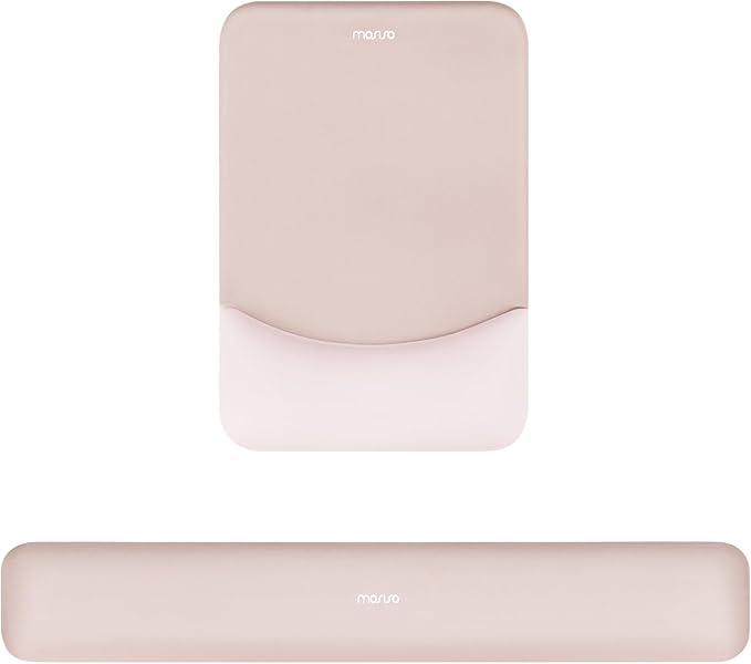MOSISO Wrist Rest Support for Mouse Pad&Keyboard Set, Rectangular Ergonomic Mousepad Non-Slip Base Home/Office Pain Relief&Easy Typing Pad with Neoprene Cloth&Raised Silicone Lining, Apricot