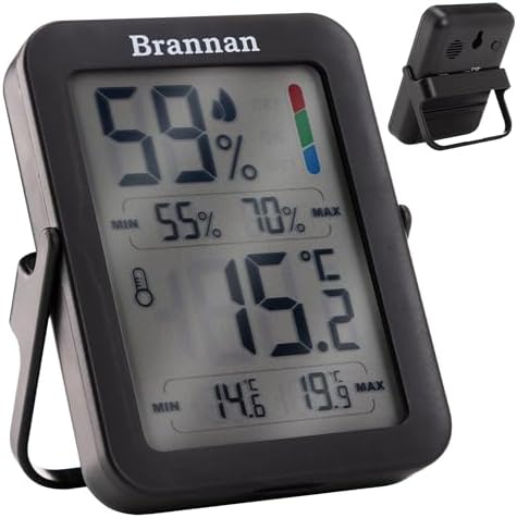 Brannan Max Min Thermometer Room Indoor Humidity Meter Hygrometer - Accurate Room Temperature Maximum Minimum Thermometer Recording Temperature Digital Display to Monitor House Home Office Nursery