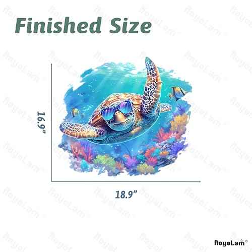 Sea Turtle Wearing Sunglasses Wall Decals Removable Animal Vinyl Stickers for Nursery Living Room and Bathroom Ocean Theme Decor Peel and Stick Wall Art