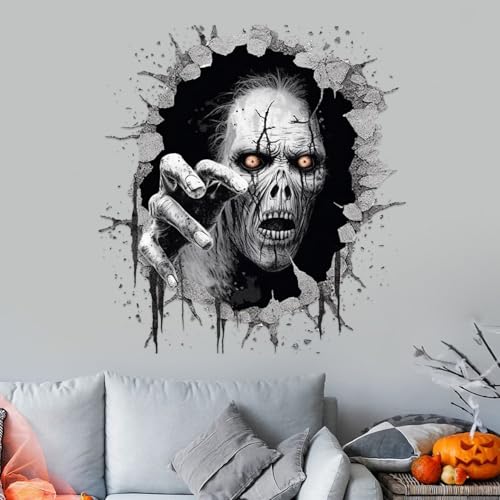 3D Halloween Wall Decals, Spooky Ghost Halloween Wall Stickers Removable Scary Halloween Wall Decals Decorations for Wall Window Halloween Party Supplies