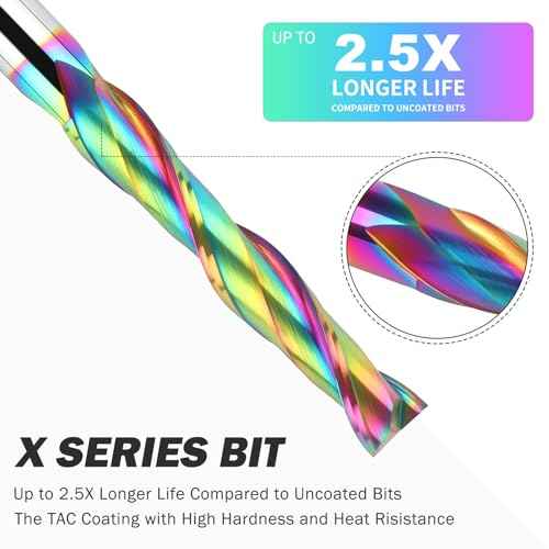 Extra Long 5 Inch Upcut Spiral Router Bit 1/2 Inch Shank, Solid Carbide Up Cut Spiral CNC Router Bits Wood End Mill Bits with TAC Coating for Woodworking Mortise Slot Cutting