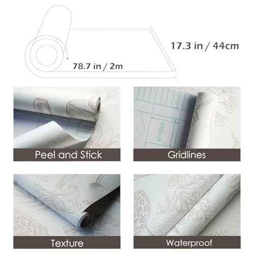 Mushroom Wallpaper, Floral Peel and Stick Wall Paper Removable Contact Paper for Bathroom Bedroom Cabinets, 17.3"¡¿78.7", Beige