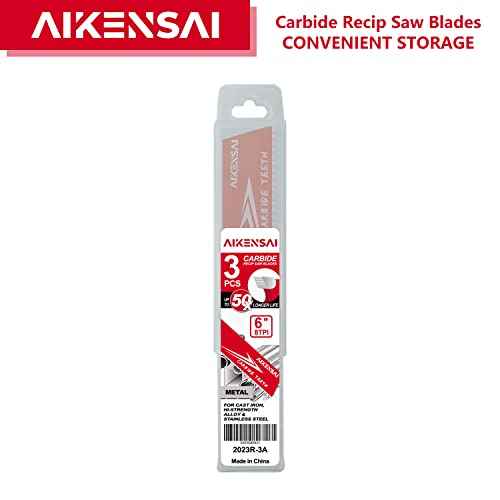 3-Pack 6 Inch 8TPI Carbide Sawzall Blades for Thick Metal Carbide Reciprocating Saw Blades for Cast Iron and Alloy Steel Compatible with Milwaukee Makita Dewalt Ryobi etc