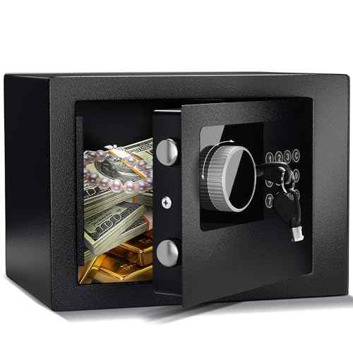 Digital Electronic Money Safe, Steel Security Lock Box with Keypad, Office Hotel Business Jewelry Gun Cash Safe, 0.23 Cubic Feet, 9.06" W x 6.69" D x 6.69" H£¨black£©