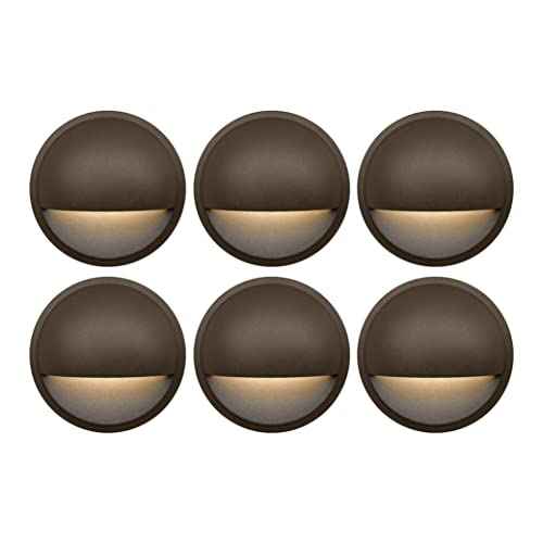 GKOLED Low Voltage LED Deck Lights, 12V AC/DC Landscape Step Railing Fence Light, 2W 2700K Accent Lighting Fixture, Die-cast Aluminum, Dark Brown, 6-Pack