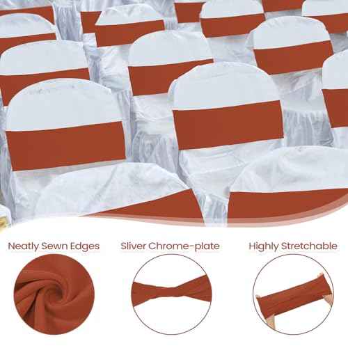 CHENGU 100 Pcs Spandex Chair Sashes Plain Bow Wedding Royal Chair Bands Without Buckle Birthday Decorations Elastic Ties Spandex Slider Sashes for Events Party Ceremony