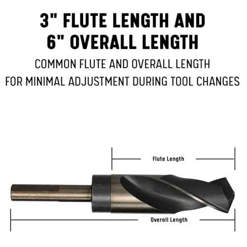 Drill America 9/16" Reduced Shank High Speed Steel Black & Gold Contractor Drill Bit with 3-Flat 1/2" Shank, KFD3F Series