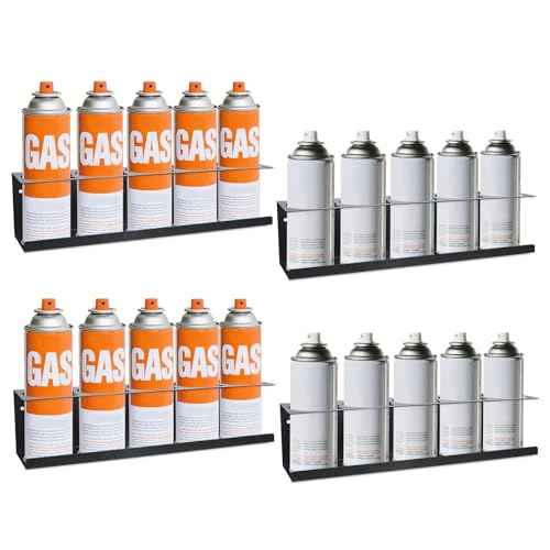 Aerosol Spray Can Holder Rack 4 Packs, Spray Bottle Organizer Wall Mounted Heavy-Duty Steel Paint Bottle Storage Rack for Garage and Workspace