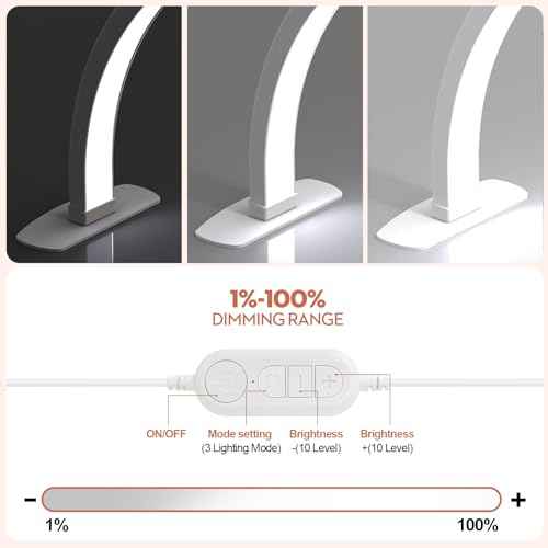 Premium Large Half Moon LED Light for Nail Tech, Foldable Arch Light for Nail Desk Lamp with Phone Stand Perfect for Manicure Handicraft Lighting (Crystal White, Large)