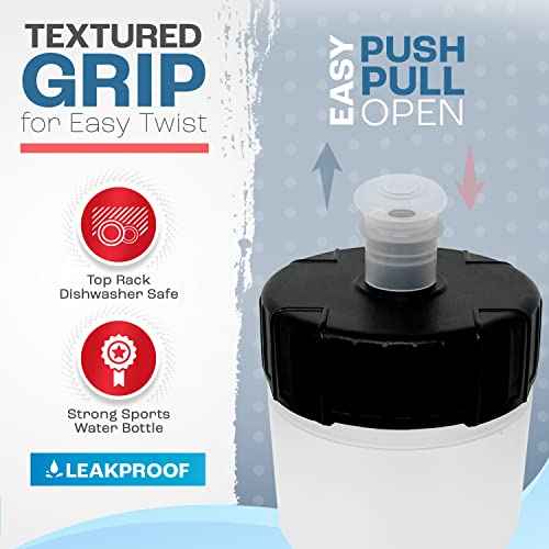 50 Strong Sports Water Bottles ? Reusable 22 oz BPA-Free Plastic Bottles with Pull Top Cap ? Made in USA ? Top Rack Dishwasher Safe ? Fits Most Bike Cages Brand