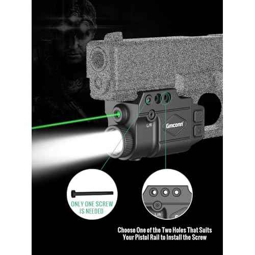 Gmconn 800 Lumen Tactical Flashlight with Green Laser Sight Combo, Gun Light Laser Sight with Strobe & Momentary Function Rechargeable