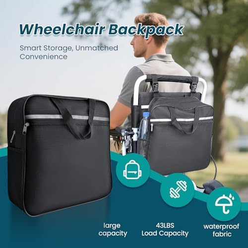 Upgraded Transport Wheelchair, Come with Telescopic Handle, Inflatable Seat Cushions, Wheelchairs for Adults, Lightweight Transport Wheelchairs, Travel Wheelchair Lightweight Foldable with 3 Bags