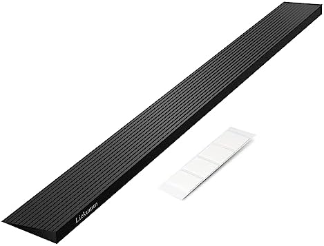 LIEKUMM 3/4" Rise Rubber Threshold Ramp – 1500 lbs Load Capacity Non-Slip Ramp for Doorways, Cuttable Rubber Ramp with Adhesive, Indoor Outdoor Wheelchair Curb Ramp