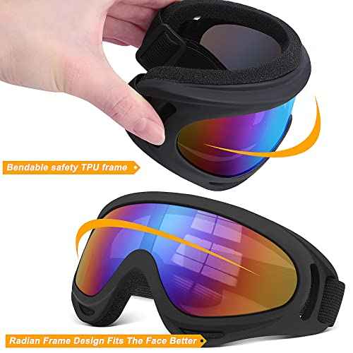 OXG 2 Pack Motorcycle Goggles with 2 Neck Gaiters, UV400 Protection Dirt Bike Motorbike Motocross ATV Skiing Goggles