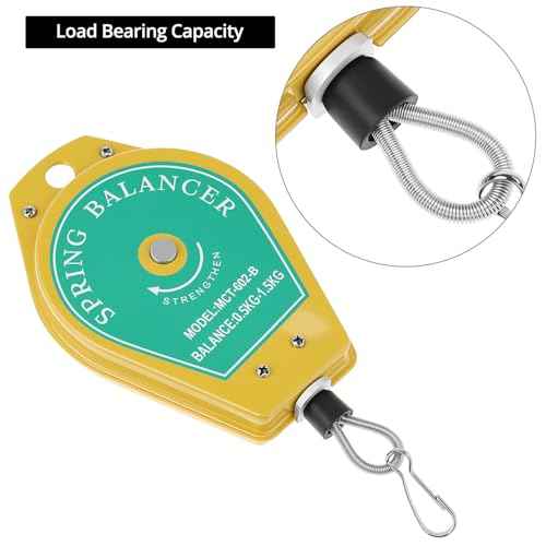 QWORK Retractable Spring Balancer Tool Holder - 0.5-1.5 kg Load Capacity, 4 Pack, Ideal for Assembly-line & Car Manufacturing