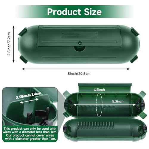 16 Pack Outdoor Extension Cord Safety Cover, IP44 Waterproof,Adjustable Compartment, Safety Housing Case, Electrical Connection Box for Power Tools, Holiday Decorative Lights, Plugs, Sockets, Green