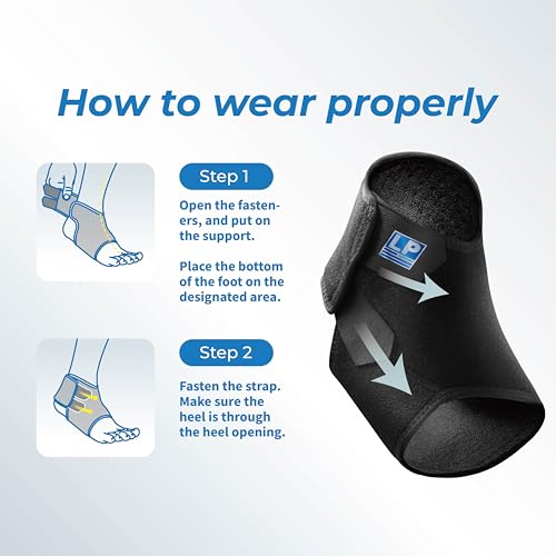 LP SUPPORT 768CN Ankle Stabilizar Brace - Achilles Tendon Strap for Tendonitis, Sprains, Strains Pain Relief and Recovery - Ankle Support for Women and Men - (Black, M, 1pcs)