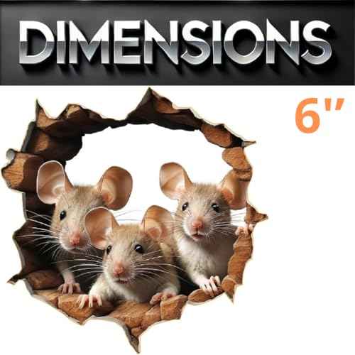 3D Wall Sticker, Three Little Mice, Size 6 inches