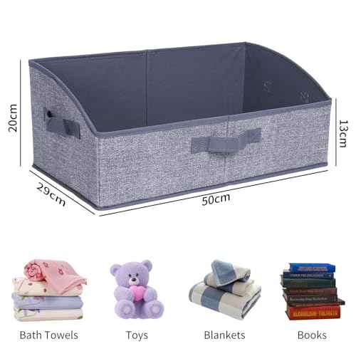 ZPXTI Storage Bins for Closet,Fabric Baskets for Closet Shelves,Fabric Organizer Bins with Handles for Organizing Sheets Sweaters Hats, 3-Pack