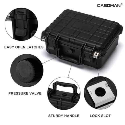 CASOMAN Water-proof and Dust-proof Protective Sturdy Plastic Storage Case with Cush-Proof Sponge and Customizable Foam, IP67 Water Proof Grade, 13.4" X 11.6" X 6"