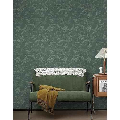Heroad Sage Green Peel and Stick Wallpaper Boho Floral Contact Paper for Cabinets Waterproof Leaf Removable Wallpaper Self Adhesive Decorative Wall Paper for Bedroom Bathroom Walls 17.3''x78.7''