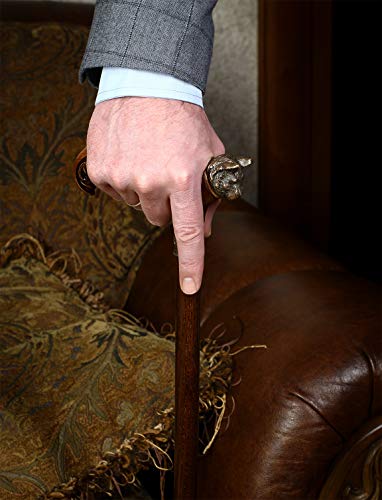 Handmade Wooden Walking Cane Stick Metal Brass Bronze Cat Handle Wooden Shaft for Men & Women stylish collectible 36''
