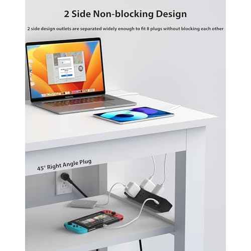 40W Fast Charging Station,Desk Clamp Power Strip 20W USB C,8 Outlets,8 USB Ports,4 USB C and 4 USB A, Office Furniture Surge Protector, 14AWG Cord, Fits 1.9" Tabletop Edge (Black, 10FT Length)