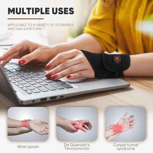 Aroma Season Heated Wrist Wrap, Carpal Tunnel Relief Heating Pad Cordless, Heating Wrist Hand Wrap Brace, De Quervain¡®s Tenosynovitis Brace 3000 mAh Rechargeable Battery (Black)