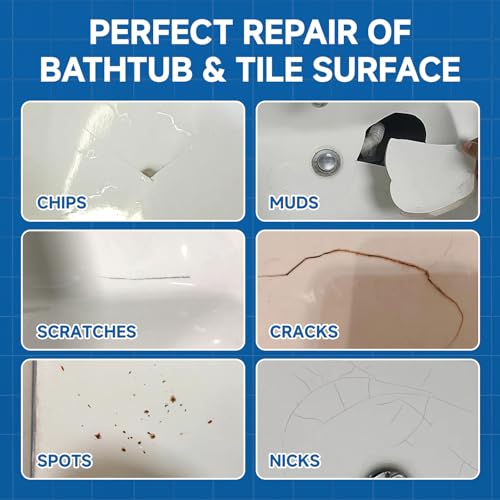 Tub and Tile Paint, Semi-Gloss White Touch Up Paint Pen for Scratches, Chips, Spots, Cracks on Bathtub, Porcelain, Enamel and Toilets,1.5 Fl Oz(White)