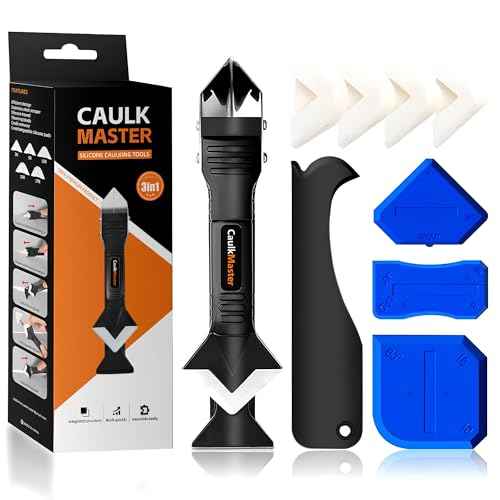 Silicone Caulking Tool 3-in-1 Caulk Remover & Application Scraper, Glass Glue Angle Scraper for Bathroom, Kitchen, Floor, Window, Sink Joints & Frame Sealing