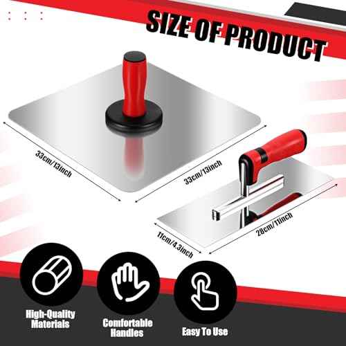 Lasnten Drywall Finishing Tools Kit 11 Inch Stainless Steel Hand Plastering Trowel Flat Concrete Masonry Mud Hawk with Ergonomics Handle 13 Inch Aluminum Mortar Board Holder Construction Set