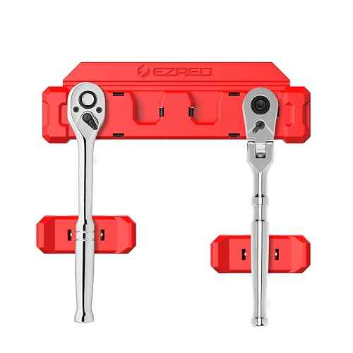 EZRED EZRH4 Magnetic 3/8" Ratchet Holder, Red, Holds 4 Ratchets