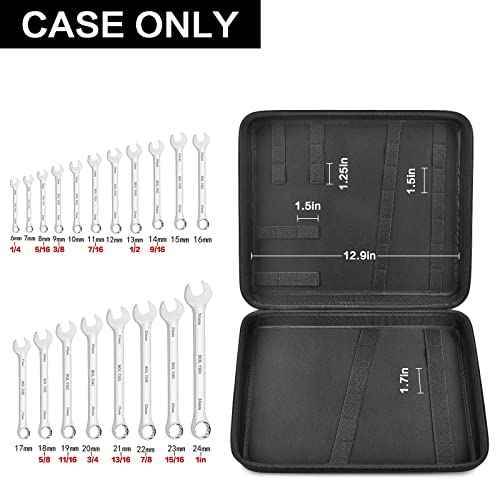 Wrench Organizer Holder Case for Ratcheting Wrench Set Metric & SAE, 19 Combination Ratchet Wrenches Tool Box Roll Pouch for WORKPRO/for EFFICERE/for JAEGER/for GEARWRENCH/for CRAFTSMAN £¨Bag Only£©
