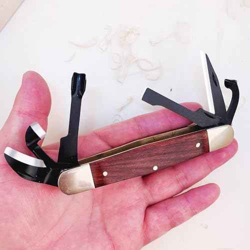 Splinter Carvin' 6in Traditional Folding Whittling Knife with 1.5in Detail Blade, Sawcut Handle, Nickel Silver Bolsters, and Convenient Size for Carving, Camping, EDC, and Outdoors (Brown)