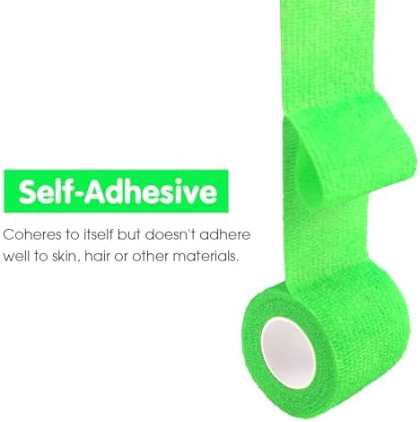 Self Adherent Cohesive Bandage 2"x5 Yards First Aid Bandages Stretch Sport Athletic Wrap Vet Tape for Wrist Ankle Sprain and Swelling,Light Green(6 Rolls)