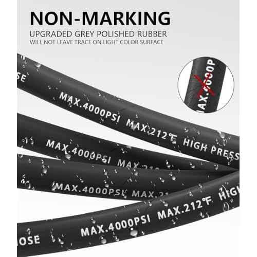Pressure Washer Hose 50FT 4000 PSI, Kink Resistant Steel Braided Layer & NonMarking Rubber for Hot/Cold Water, High Power Washer Hose With 3/8 Inch Quick Connect & M22 Fitting, Black