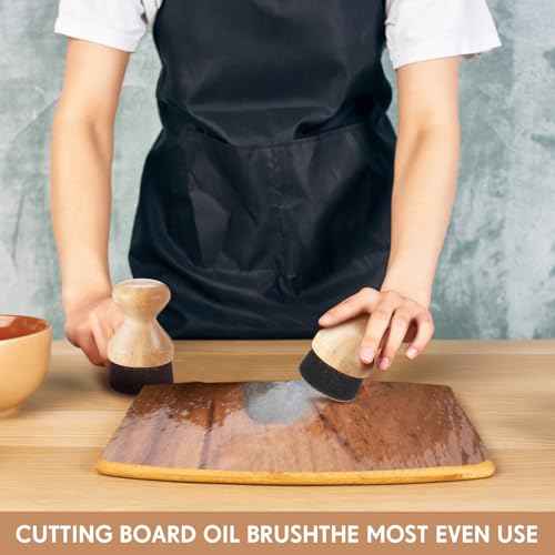 Pickmesh 2 Pcs Cutting Board Oil Wax Applicator with Lid Bamboo Oil Applicators for Wood Cutting Board Butcher Block Conditioner Sponge Brush for Wooden Spatula, Spoon, Worktops and Utensil Care