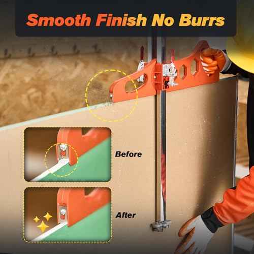 Foldable Drywall Cutting Tool,Cuts 1/4"& 3/8"& 1/2" Boards,Portable Gypsum Board Cutter Laser-Etched Dual Scale for Home Renovation,Drywall Projects with 10pcs Blades (Dual Positioning Red)